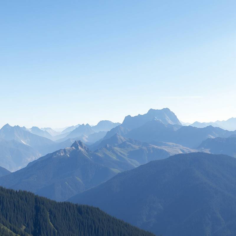 Eine weite Landschaftsaufnahme mit Bergen und einem klaren Himmel, die die Landschaftsfotografie darstellt.